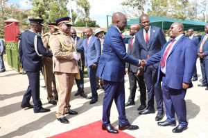 H.E. the President Hon Dr. William Samoei Ruto and NPSC chairperson at the graduation of 1995 Administration Police Constables