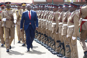H.E. the President Hon Dr. William Samoei Ruto and NPSC chairperson at the graduation of 1995 Administration Police Constables